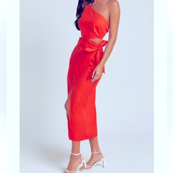 REBDOLLS Kala Peek A Boo Adjustable Side Strap Maxi Dress Sz L Women - Picture 2 of 9